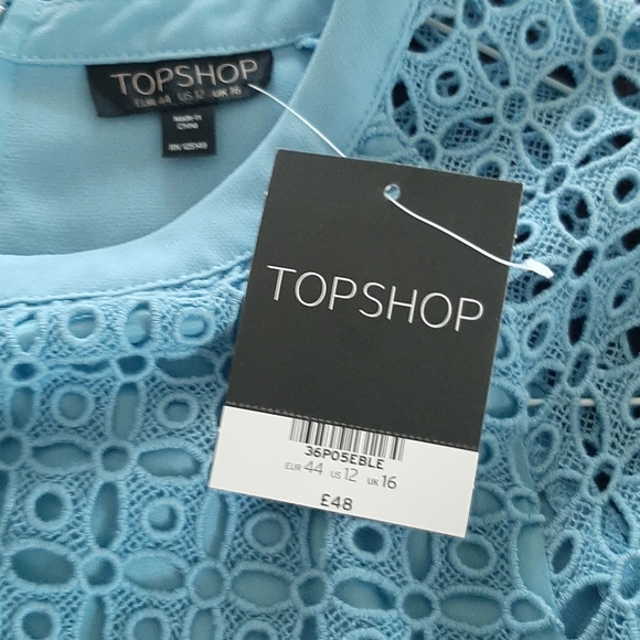 Topshop Eyelet Panel Blue Romper - Picture 4 of 5